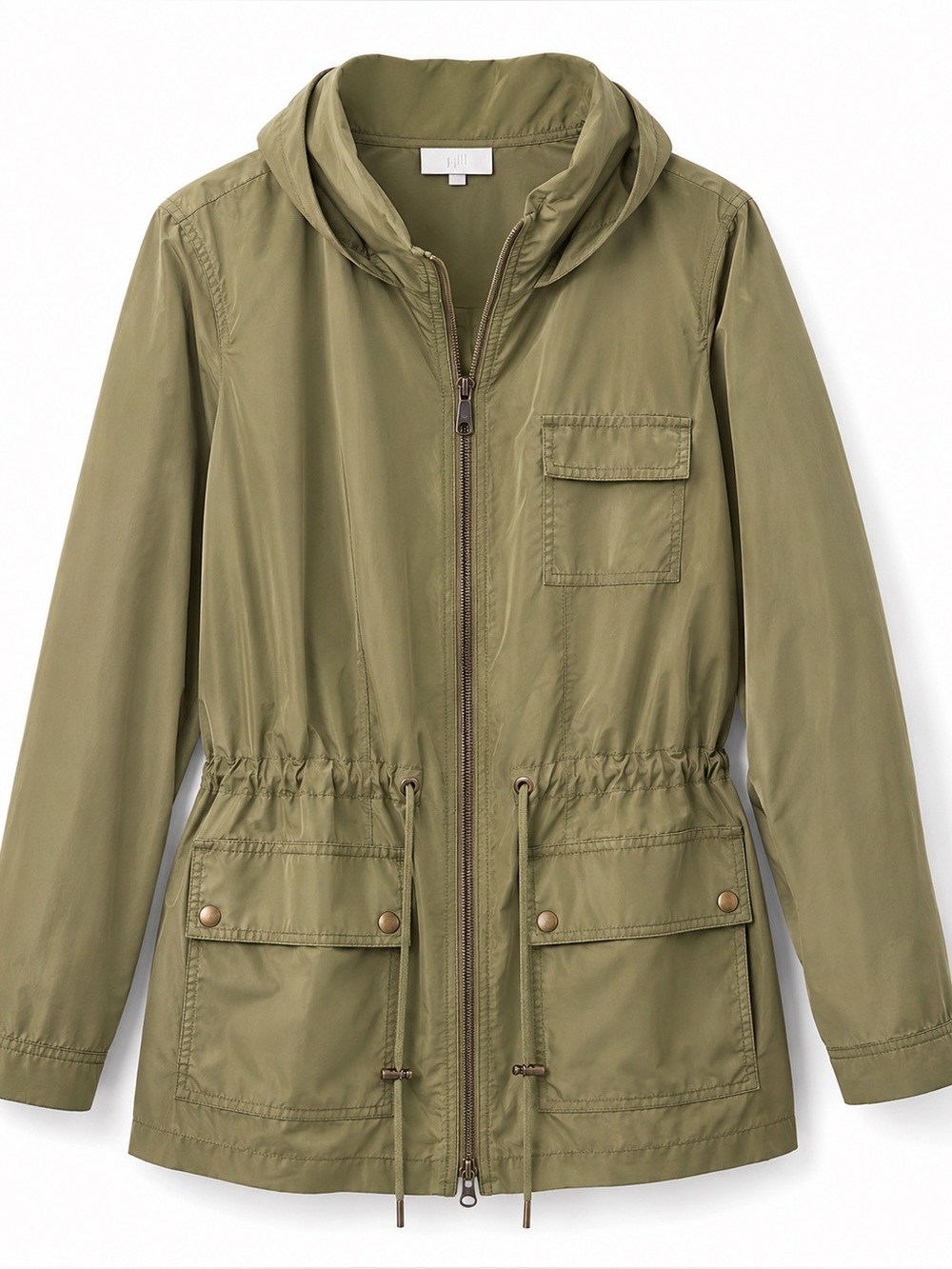 J Jill Hooded Jacket - Classic Utility Style Olive Size Small